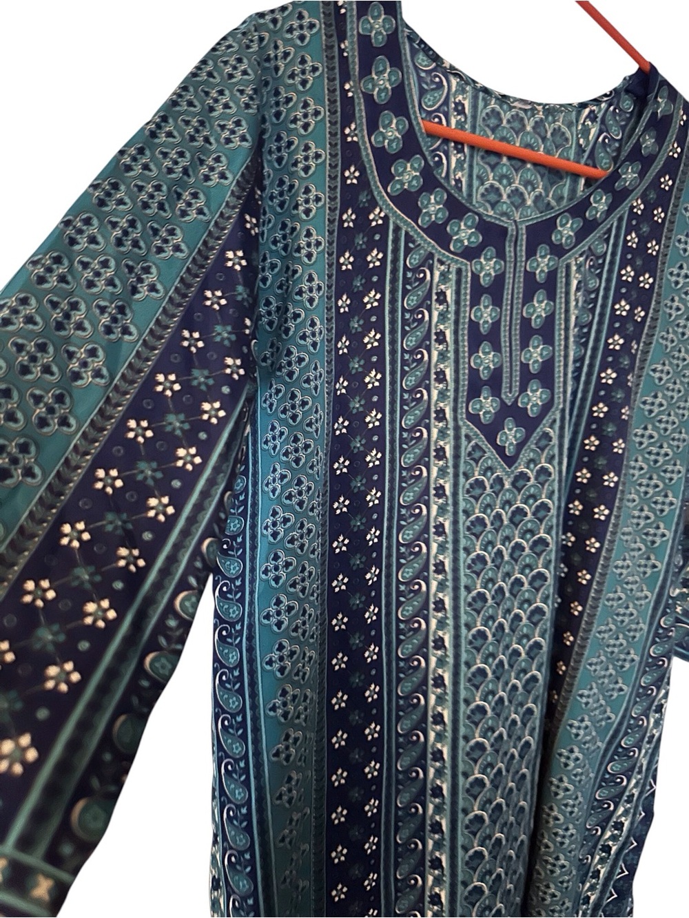 Blue & Teal Patterned Tunic Top - Picture 6 of 7